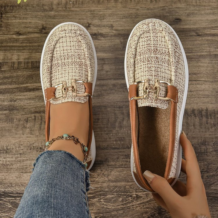 Damen Slip-On Clogs mit modischem Karomuster und elegantem Schnallen-Detail WW