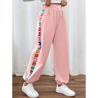 Damen Sportliche Freizeithose mit buntem Streifen WW