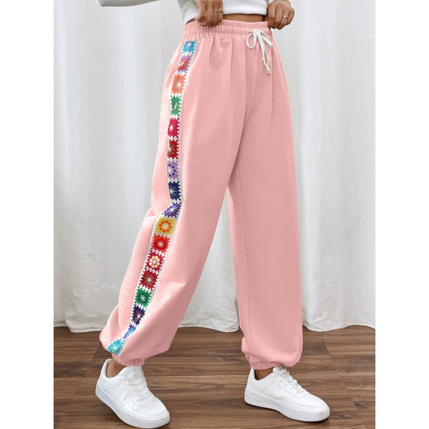 Damen Sportliche Freizeithose mit buntem Streifen WW