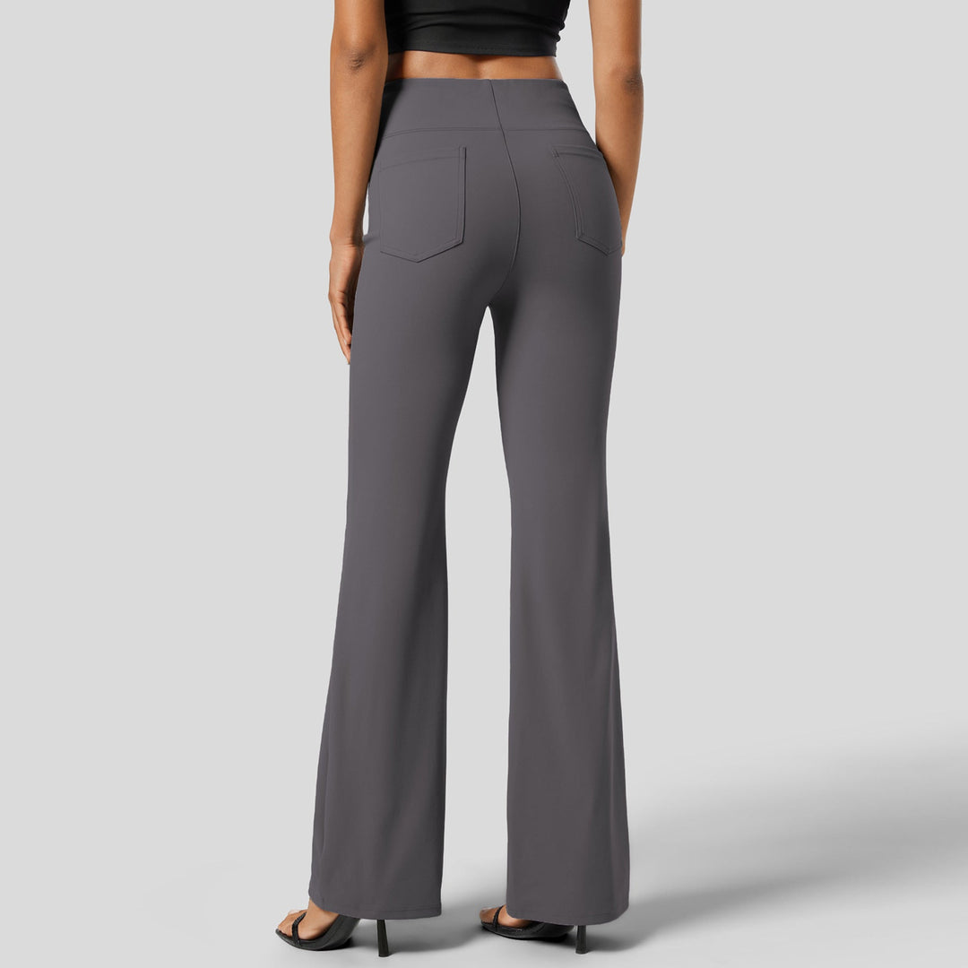 Damen hohe Schlaghose mit elastischem Bund und figurschmeichelndem Design W&W Mode