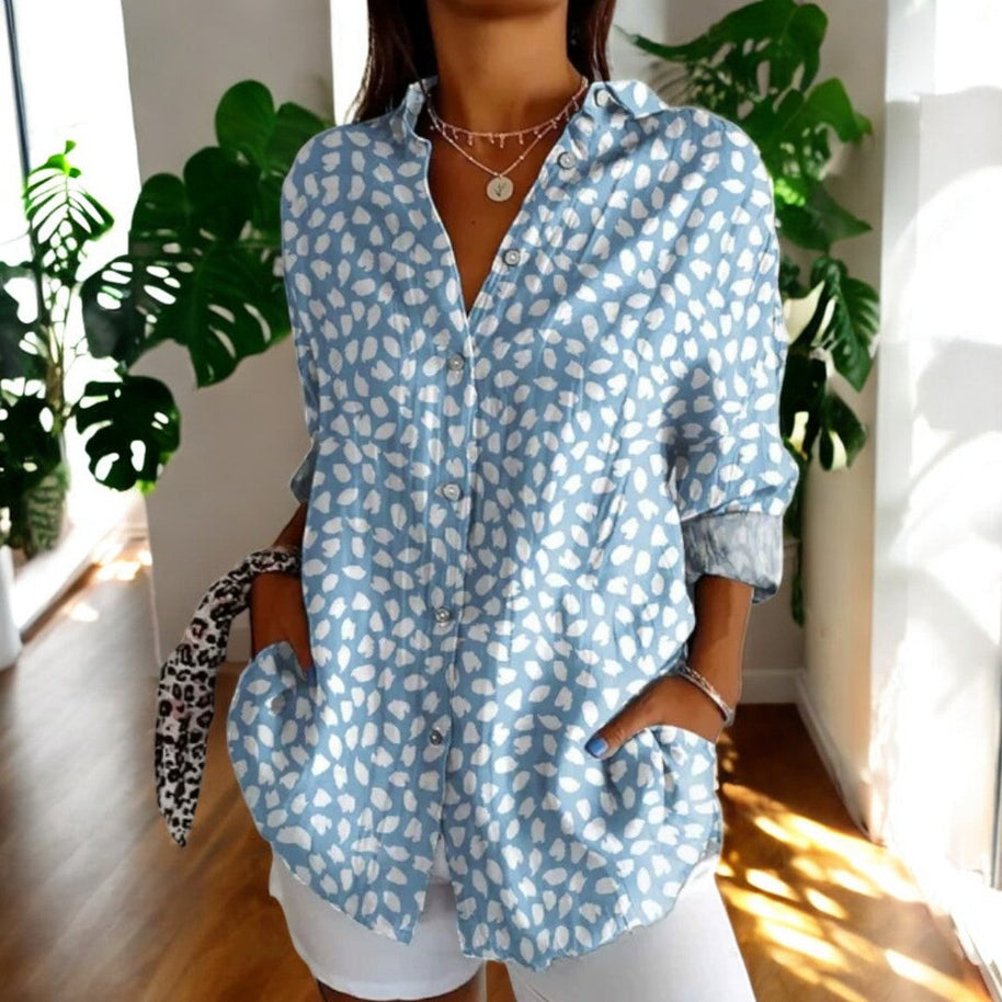 WW | Lebhafte Bluse mit Blumenknöpfen für Damen