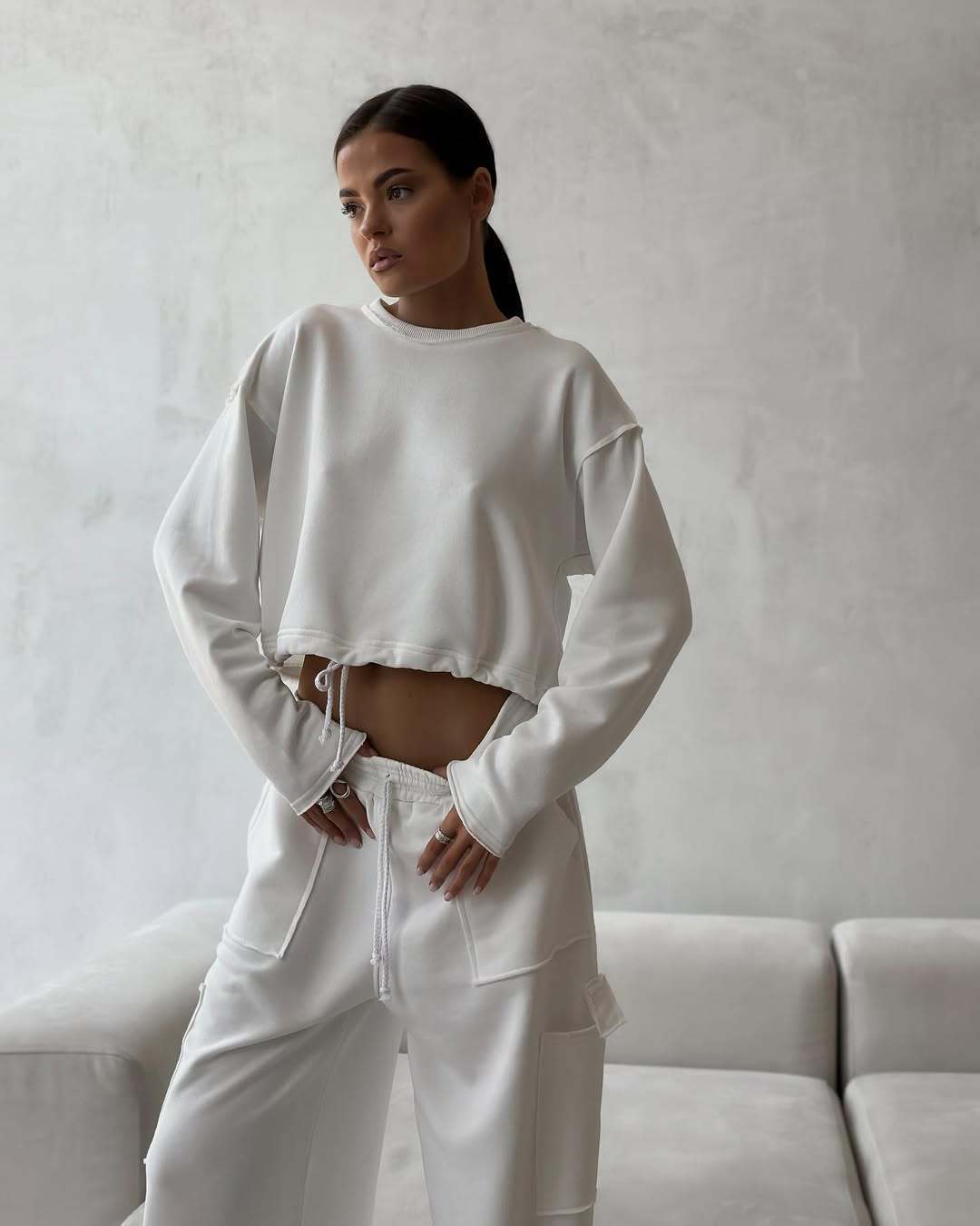 Damen Relaxed-Fit Sportoberteil mit Kordelzug WW