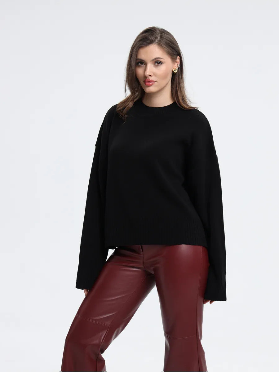 Damen Bequemer Oversized Pullover mit strukturiertem Rippmuster WW