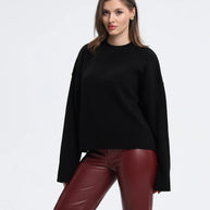 Damen Bequemer Oversized Pullover mit strukturiertem Rippmuster WW