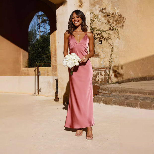 Damen Elegantes und figurbetontes Abendkleid mit tiefem V-Ausschnitt und schmalem Schnitt WW