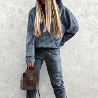 Damen Sportlicher Lounge-Set mit Kapuzenpullover und Hosen WW