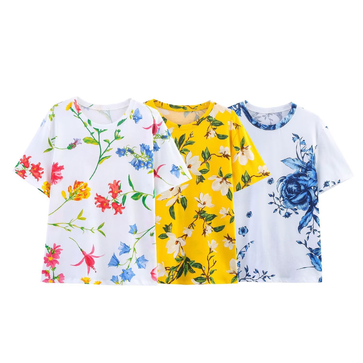 Damen T-Shirt aus hochwertiger Baumwolle mit floralem Print und lässigem Schnitt WW