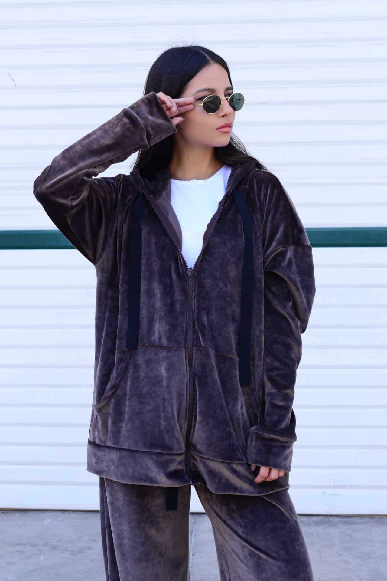 Damen bequeme und stilvolle Kapuzenjacke WW