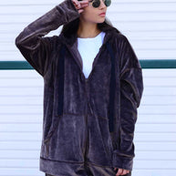Damen bequeme und stilvolle Kapuzenjacke WW