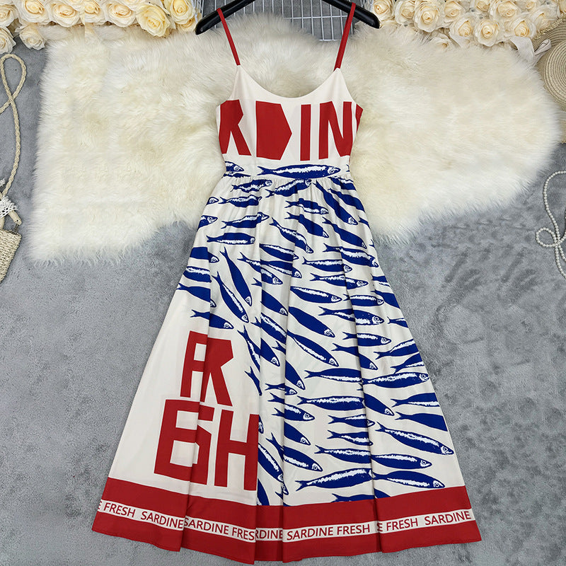 Damen Midi-Kleid mit auffälligem Grafikdruck und schwingendem Rock WW