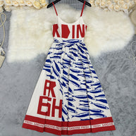 Damen Midi-Kleid mit auffälligem Grafikdruck und schwingendem Rock WW