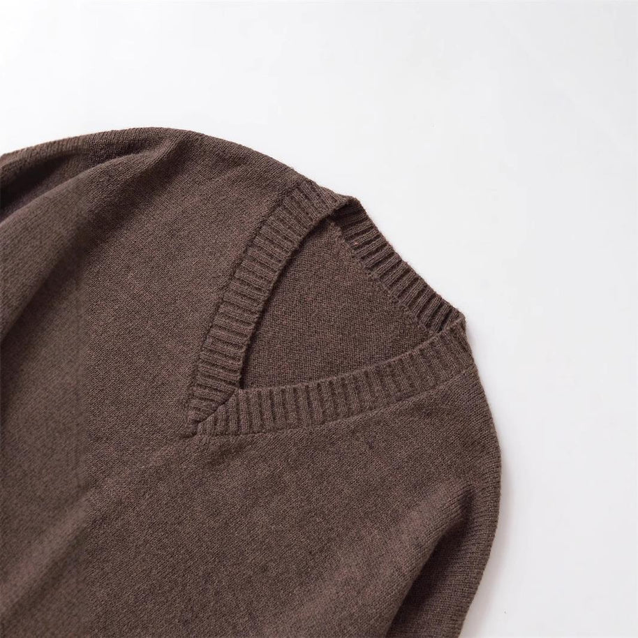 Damen bequemer V-Ausschnitt Pullover aus hochwertiger Wolle WW
