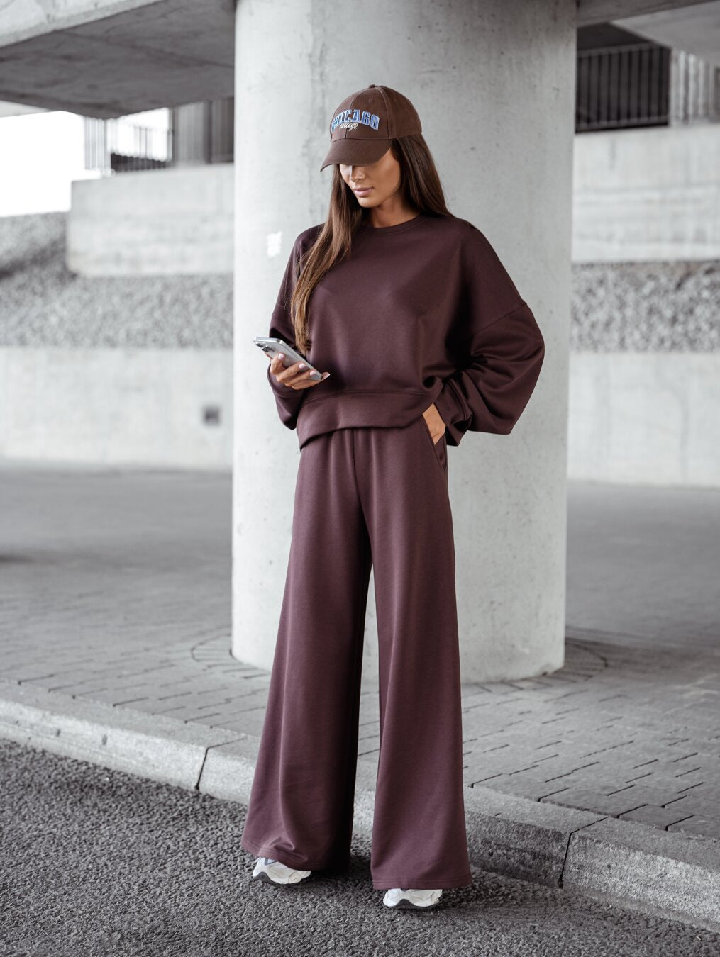 Damen Bequemer Oversized Freizeitanzug mit weitem Schnitt und übergroßem Kragen WW