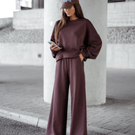 Damen Bequemer Oversized Freizeitanzug mit weitem Schnitt und übergroßem Kragen WW