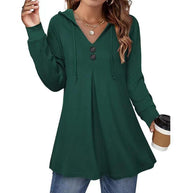 Damen Kapuzenpullover mit Knopfleiste und ausgestelltem Schnitt WW