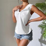 Damen Oberteil mit schickem Knoten-Detail und elegantem V-Ausschnitt W&W