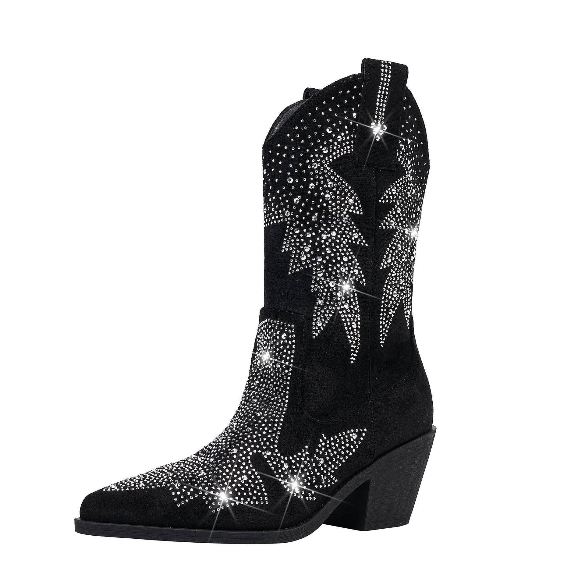 Damen Glänzende Strass-besetzte Western Cowboy-Stiefel WW