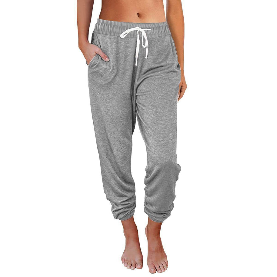 Damen Bequeme und lässige Jogginghose mit elastischem Bund und seitlichen Taschen WW