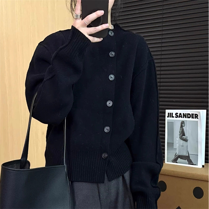 Damen Strickjacke mit Knopfdetails und breiten Rippärmeln WW
