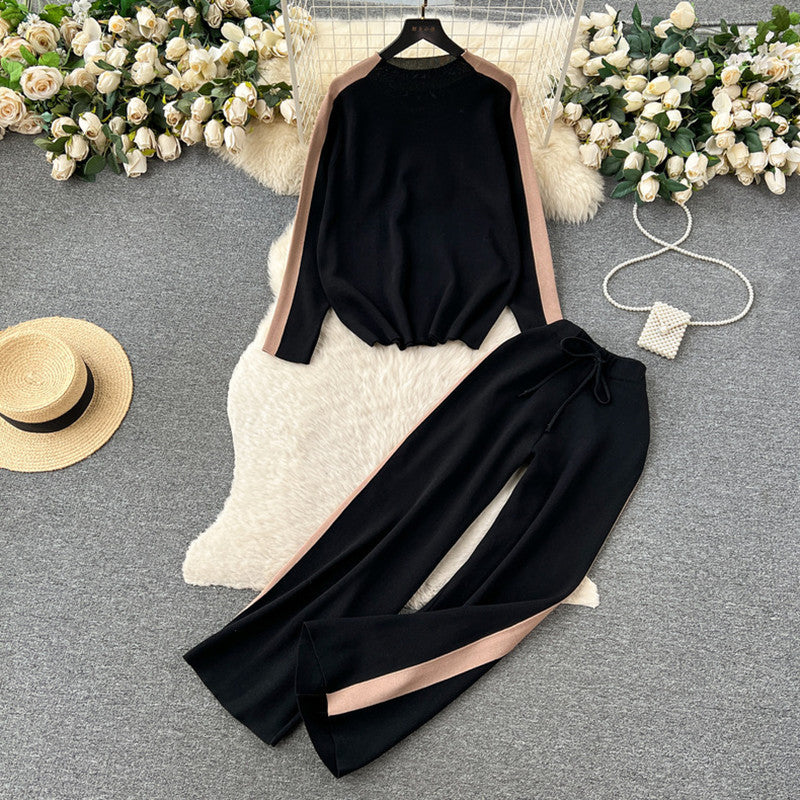 Damen sportliches Lounge-Set mit kontrastierenden Seiteneinsätzen WW