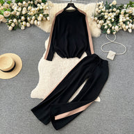 Damen sportliches Lounge-Set mit kontrastierenden Seiteneinsätzen WW