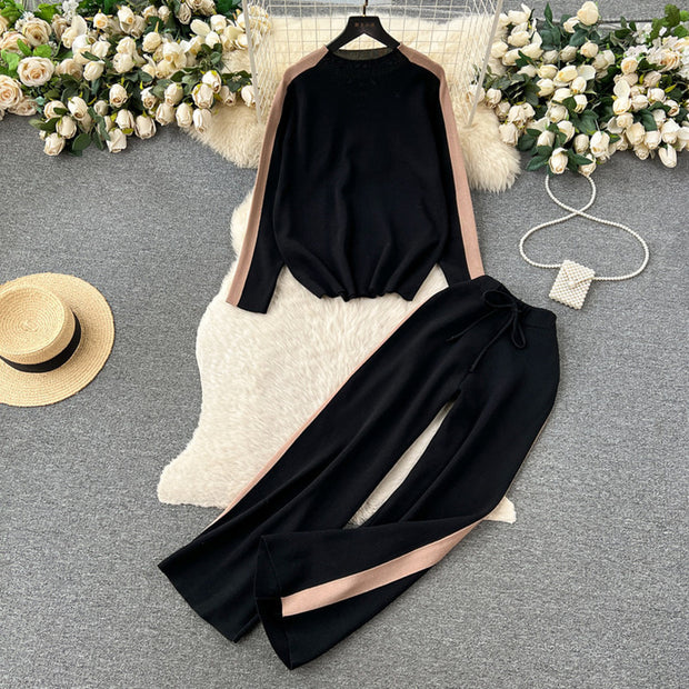 Damen sportliches Lounge-Set mit kontrastierenden Seiteneinsätzen WW