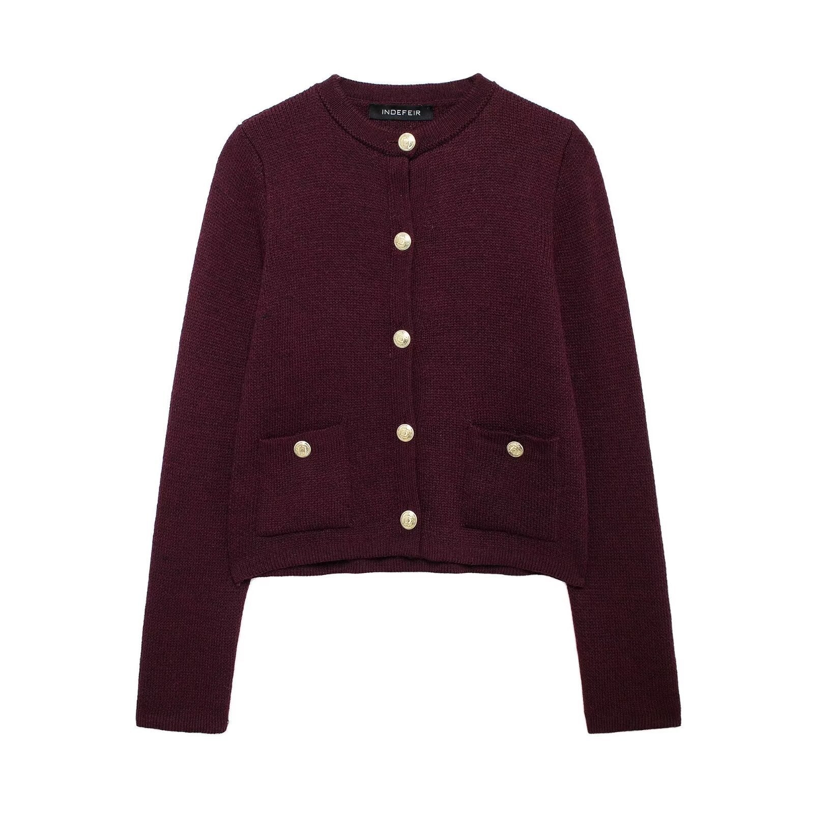 Damen Strickjacke mit schimmernden Knöpfen und Taschen WW