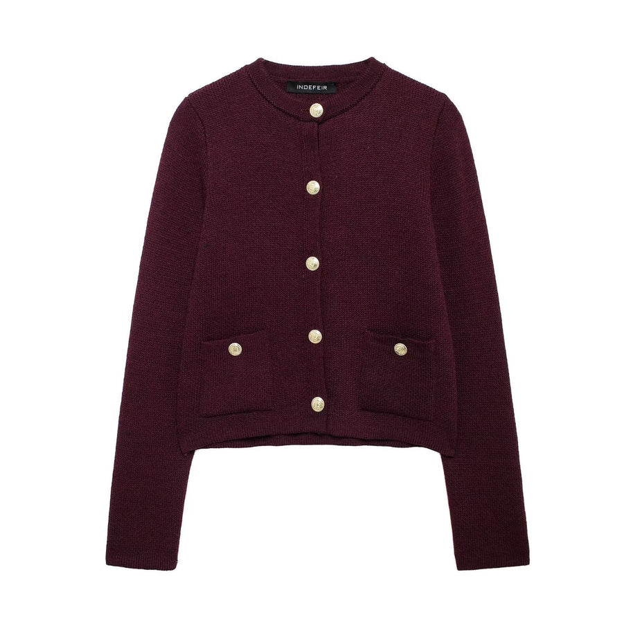 Damen Strickjacke mit schimmernden Knöpfen und Taschen WW