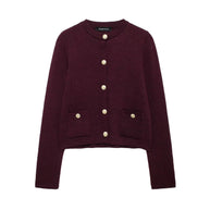 Damen Strickjacke mit schimmernden Knöpfen und Taschen WW