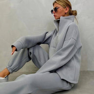 Damen Sportliche Pullover-Set mit hohem Kragen WW