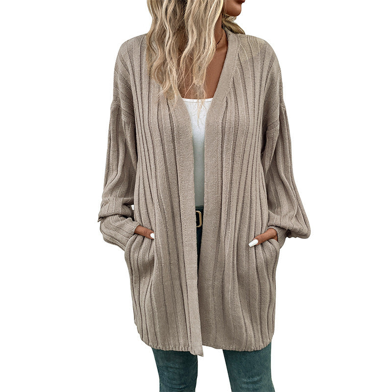 Damen Strickjacke mit strukturiertem Rippenmuster und lässigem Schnitt WW