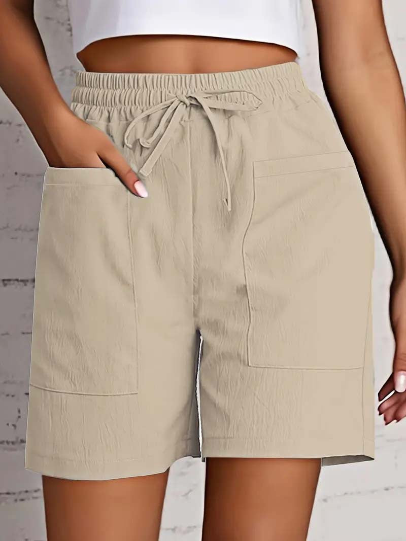 Damen entspannte Shorts mit breitem Gummibund und praktischen Taschen WW