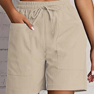 Damen entspannte Shorts mit breitem Gummibund und praktischen Taschen WW