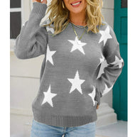 Damen Trendiger Pullover mit Sterne-Muster und lässigem Schnitt WW