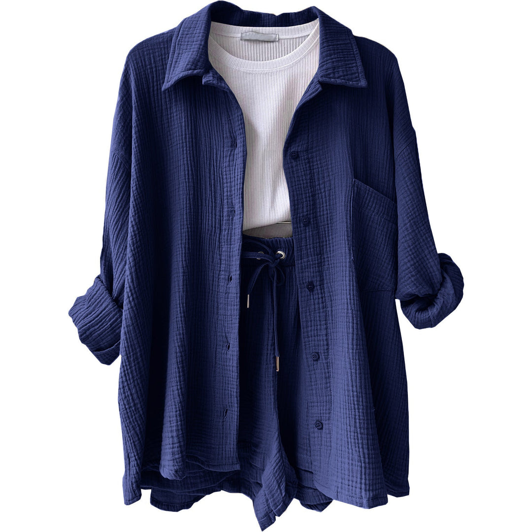 Damen lässiges Sommer-Outfit mit moderner Knopfleiste und elastischem Bund W&W Mode