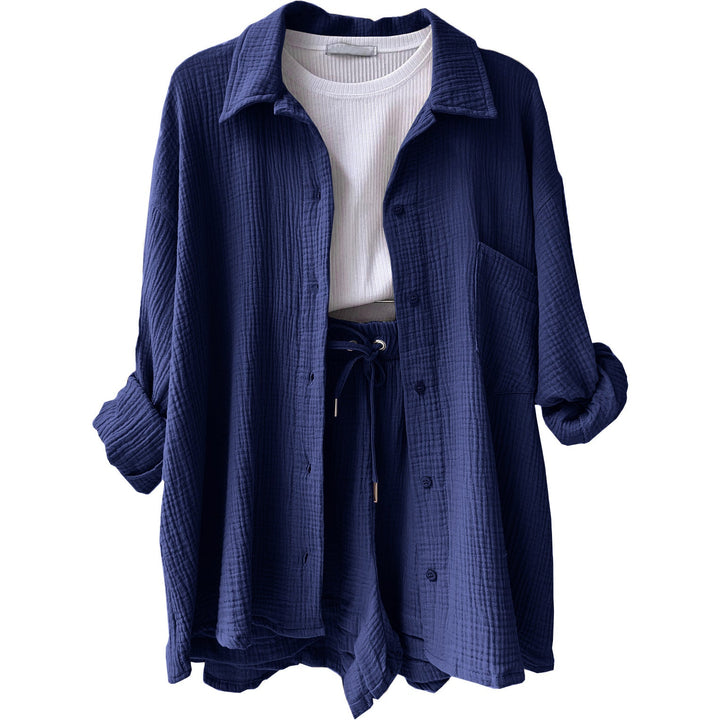 Damen lässiges Sommer-Outfit mit moderner Knopfleiste und elastischem Bund W&W Mode