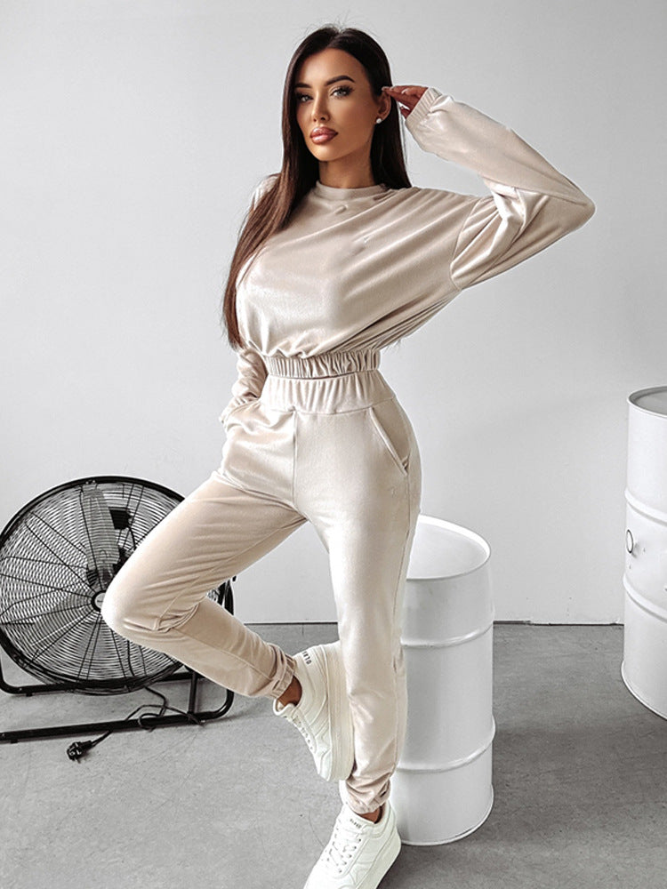 Damen sportliches Cropped 'Lounge-Set' mit elastischem Bund und praktischen Taschen WW