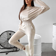 Damen sportliches Cropped 'Lounge-Set' mit elastischem Bund und praktischen Taschen WW