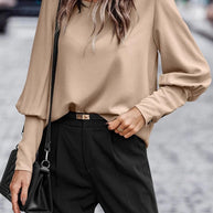 Damen Bluse mit eleganten Puffärmeln und fließendem Stoff WW