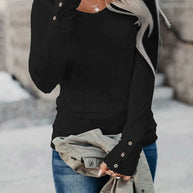 Damen Langarmshirt mit einzigartiger Knopfdetail WW