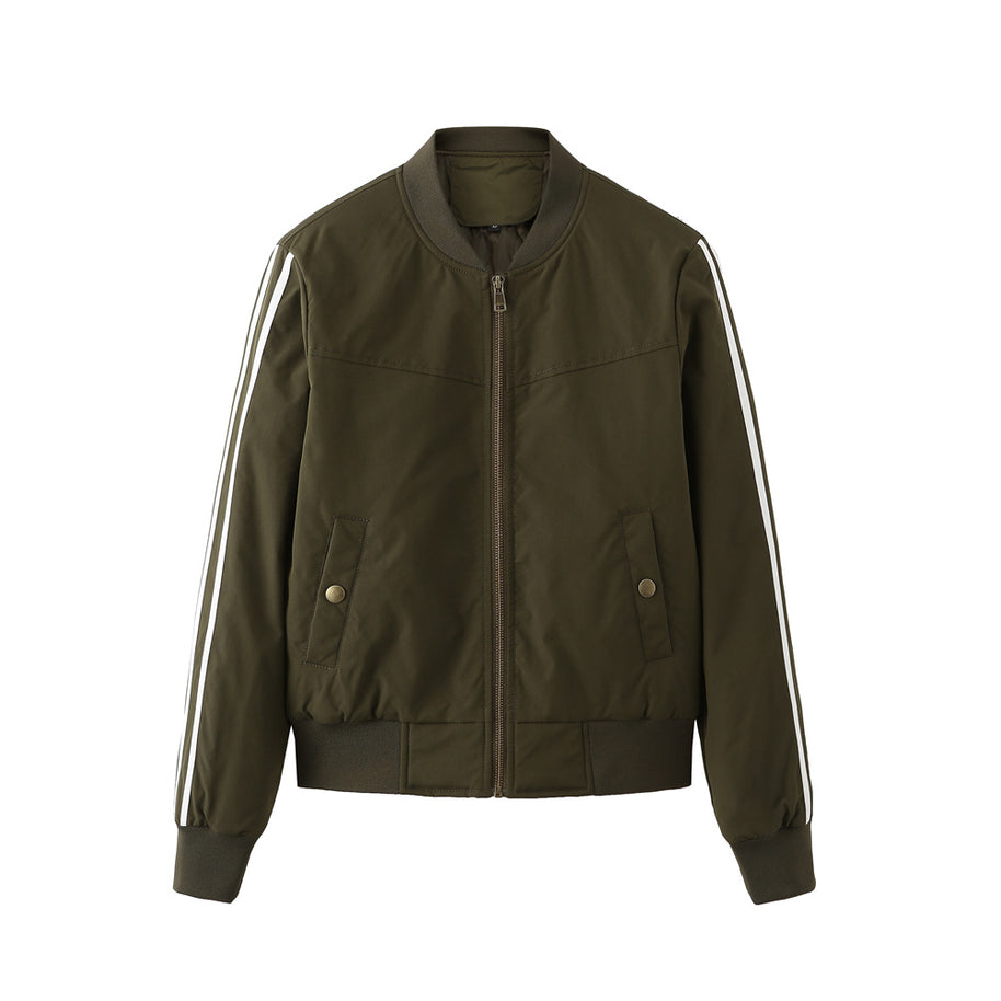 Damen sportliche Bomberjacke mit modischen Seiteneinsätzen und elastischen Bündchen WW