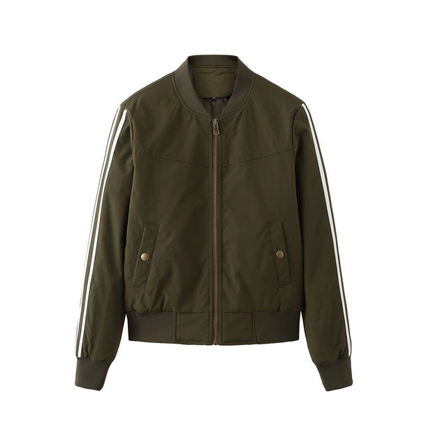 Damen sportliche Bomberjacke mit modischen Seiteneinsätzen und elastischen Bündchen WW