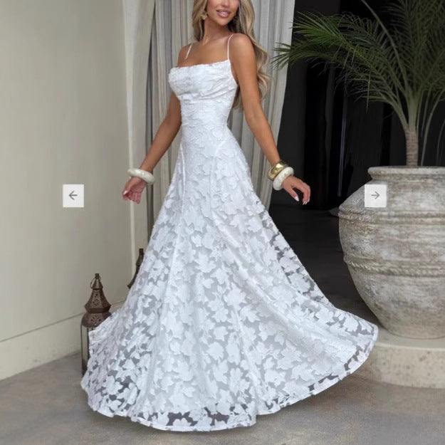 Damen Elegante Spitze A-Linie Abendkleid WW