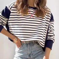 Damen gestreifter Sweatshirt mit übergroßem Schnitt WW