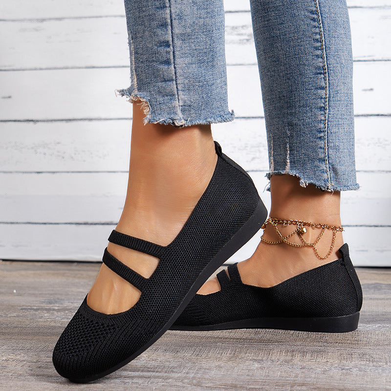 WW | Flache Slipper Mit Riemen Über Dem Spann Und Flacher Sohle Für Damen