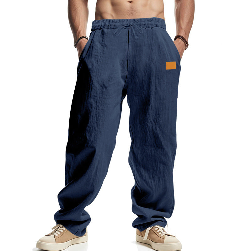 Herren lässige Leinen-Hose mit elastischem Bund und praktischen Taschen W&W Mode