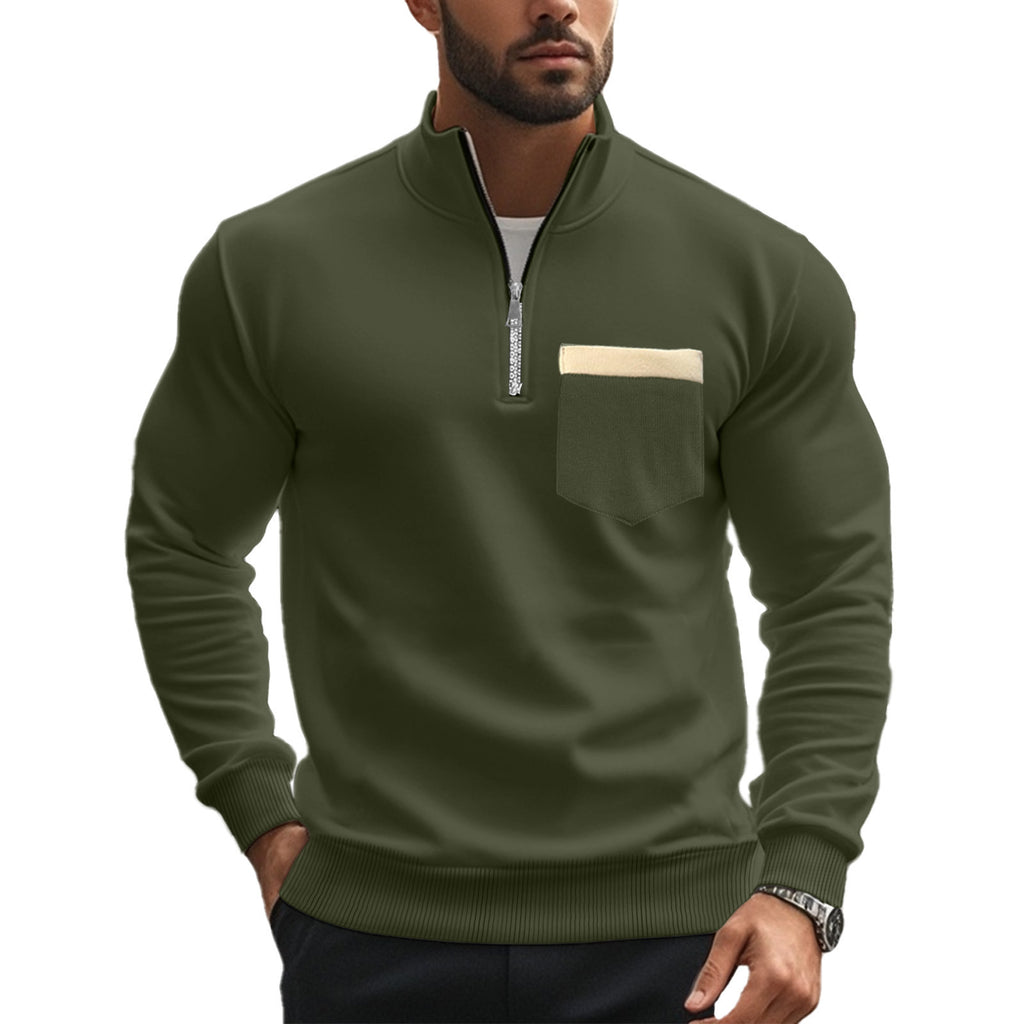 Herren Sweatshirt mit Stehkragen und durchgehendem Reißverschluss WW