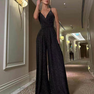 Damen Glamouröser Jumpsuit mit weitem Bein und schimmerndem Effekt WW