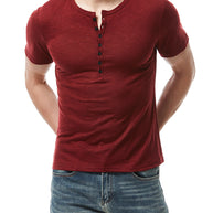 Herren Kurzarm Knopf-Bei Henley Shirt WW