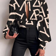 Damen modische Bluse mit grafischem Design WW